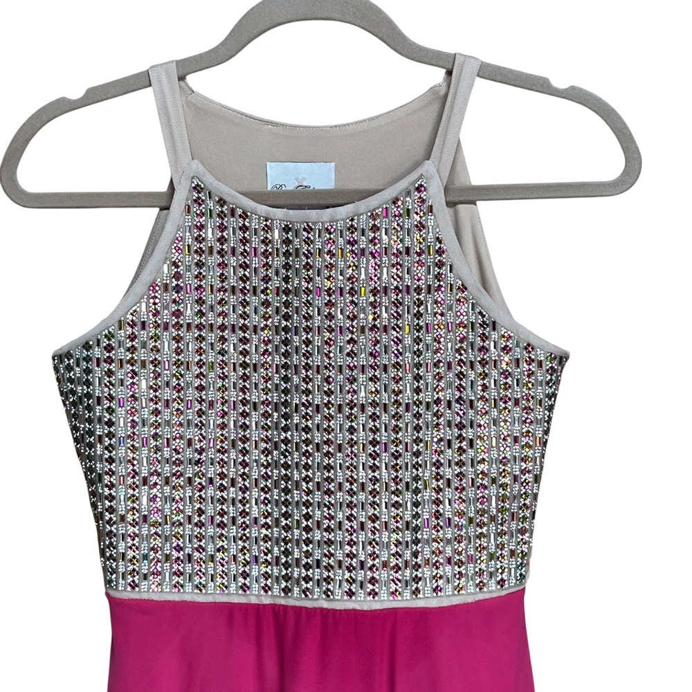 Rare Editions Sequin Halter Neck‎ Party Dress Girls Size 16 Pink Chiffon Skirt - Picture 10 of 11